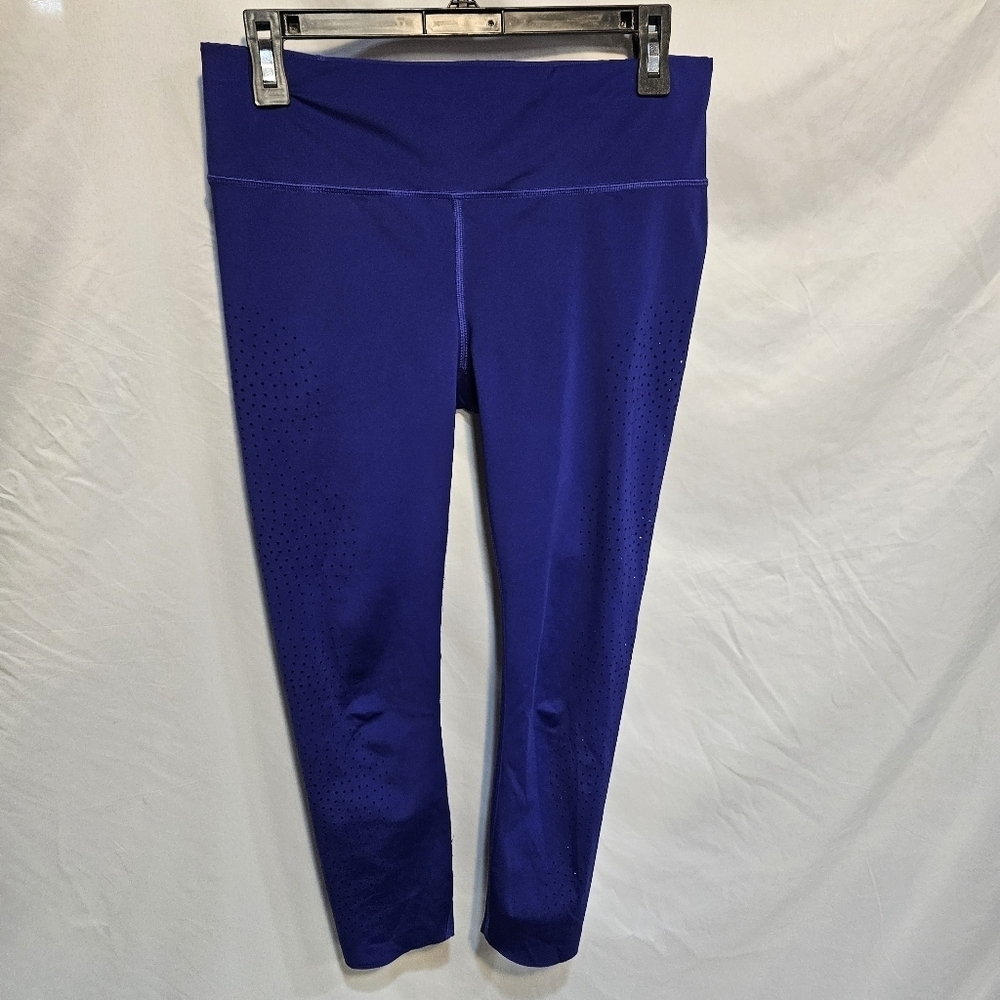 Athleta Womens Pants Small Purple Leggings Cutout Raw Hem Fitness Stretch Gym